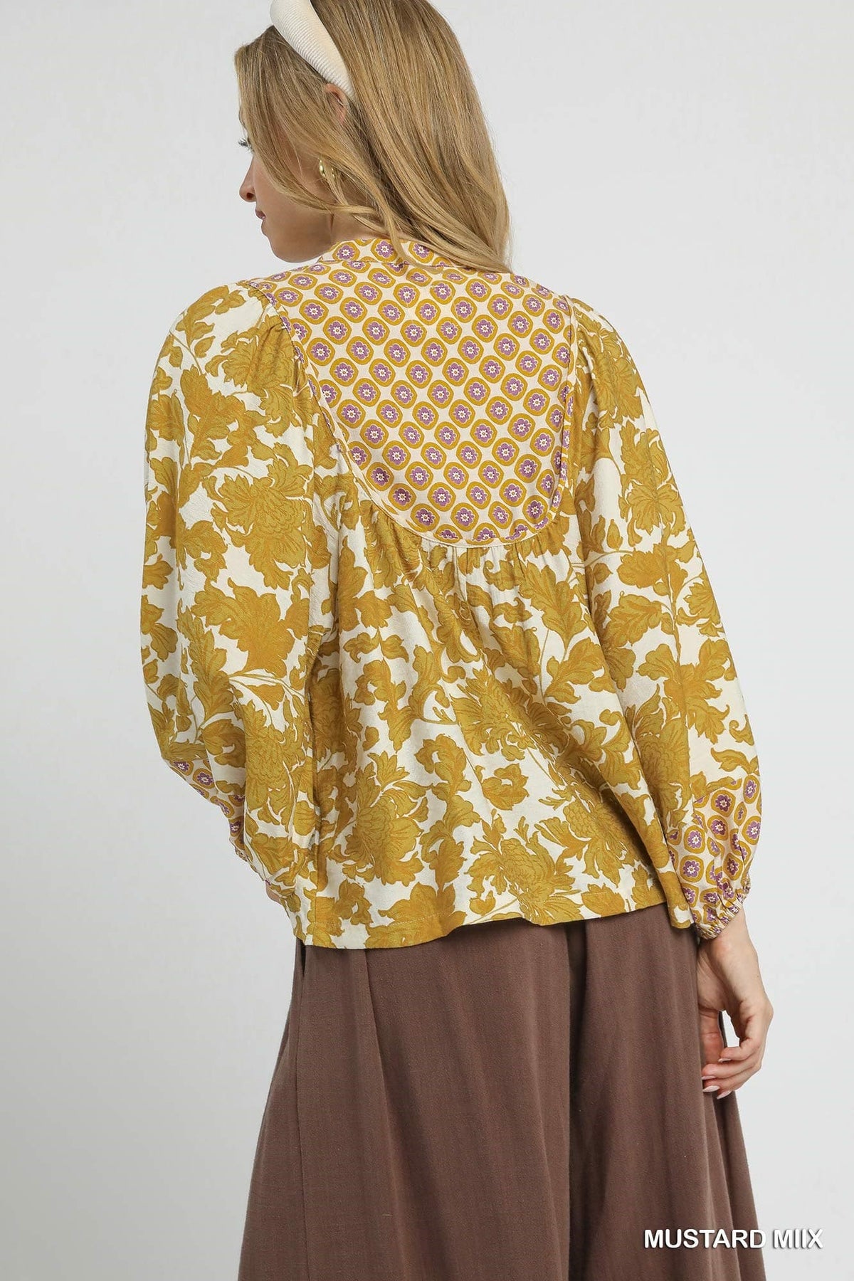 UMGEE Abstract Floral Top Mustard Mix