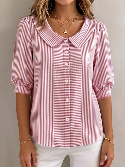 Xandria - Striped Button Blouse