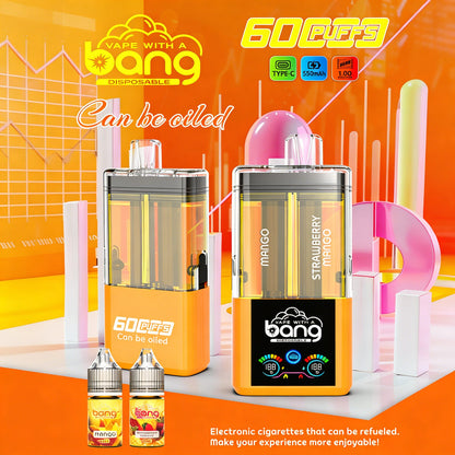 Bang 60K 60000 Puffs Dual Flavors Rechargeable Original Refillable Oil Vape