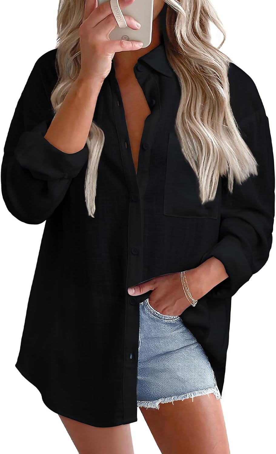 Astylish Women 2026 Loose Fit Tops Linen Cotton Button Down Shirts Blouses