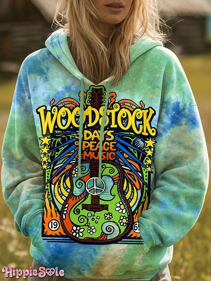 Unisex Vintage Hippie Music Woodstock Art Print Casual T-shirt