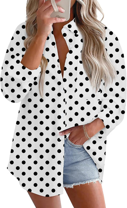 Astylish Women 2026 Loose Fit Tops Linen Cotton Button Down Shirts Blouses