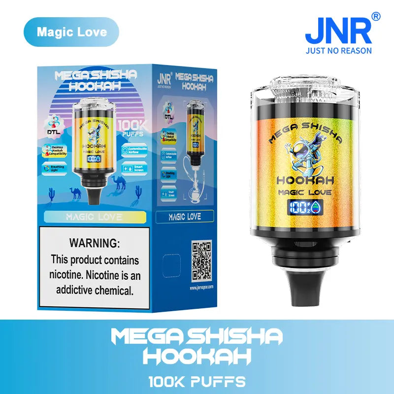 JNR Mega Shisha Hookah 100000 100K Puffs Large Capacity LED Display Disposable Vape