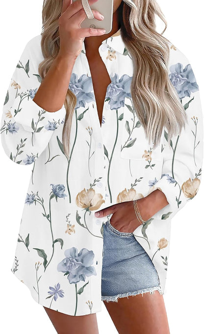 Astylish Women 2026 Loose Fit Tops Linen Cotton Button Down Shirts Blouses
