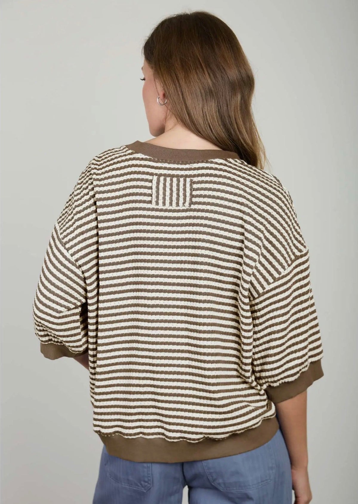 Mocha Stripe Knit Top