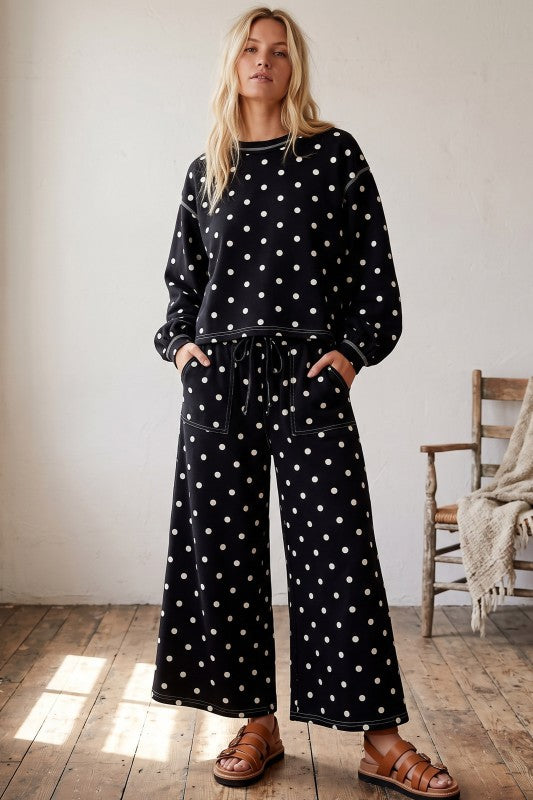 Polka Dot Scuba 2PC Lounge SET Black