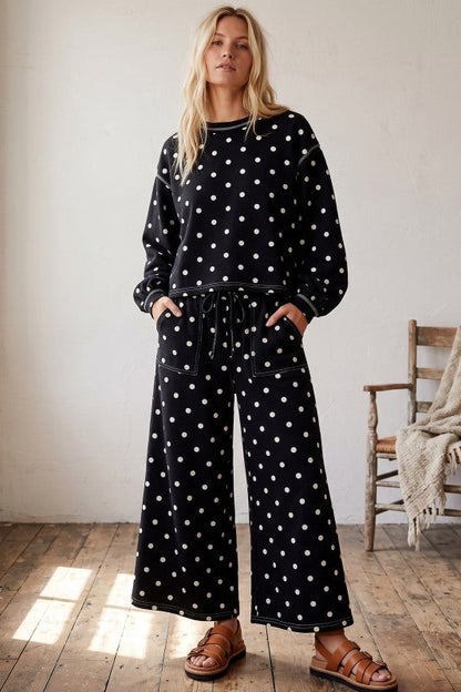 Polka Dot Scuba 2PC Lounge SET Black