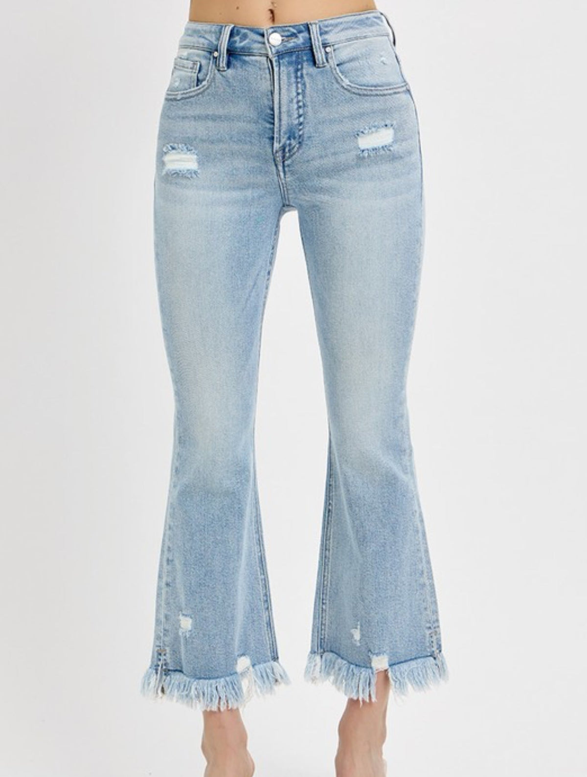 RISEN Morgan Tummy Control Crop Frayed Hem Jean
