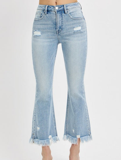 RISEN Morgan Tummy Control Crop Frayed Hem Jean