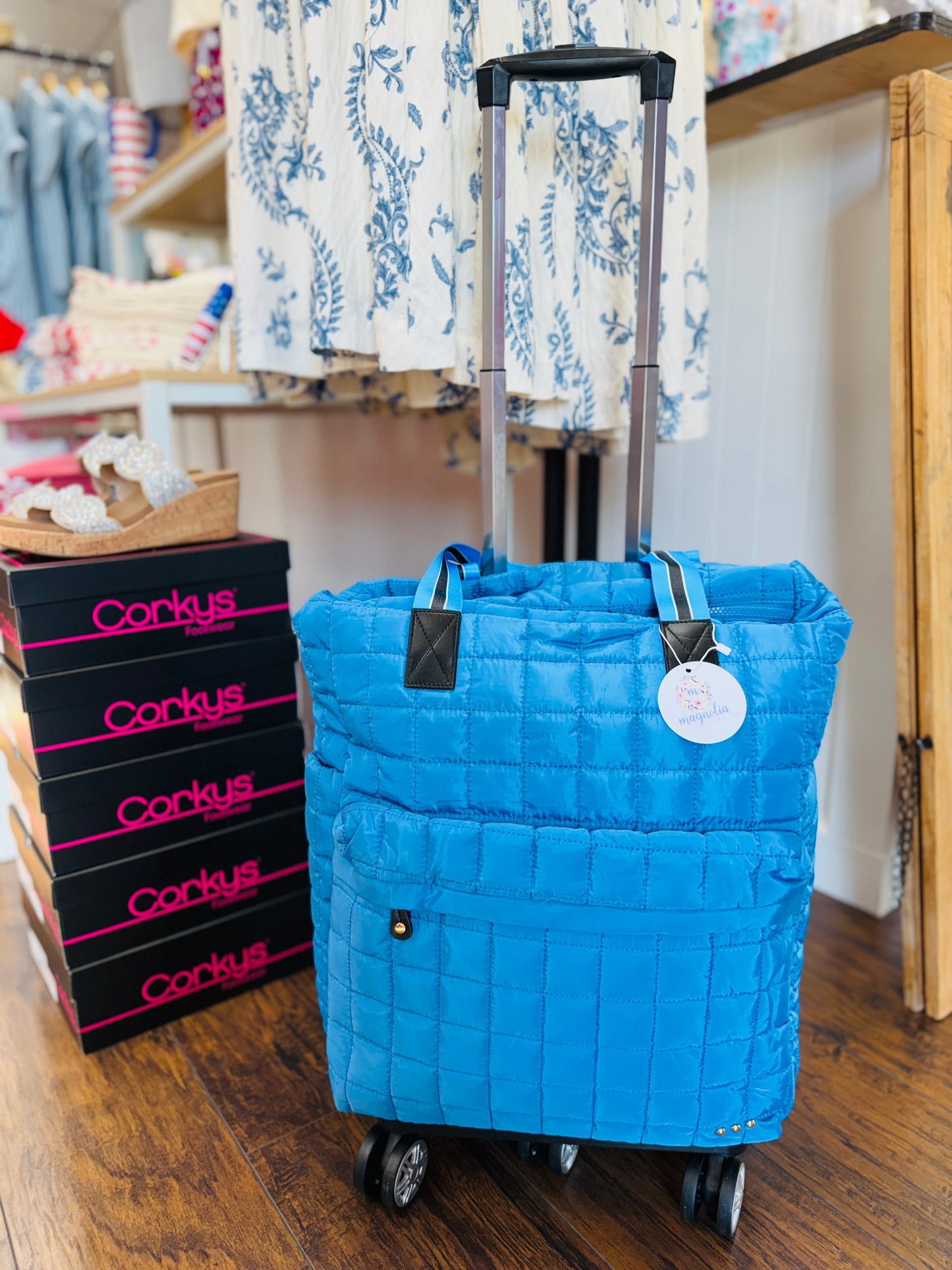 Tenley Quilted Tote Roller Bag Blue