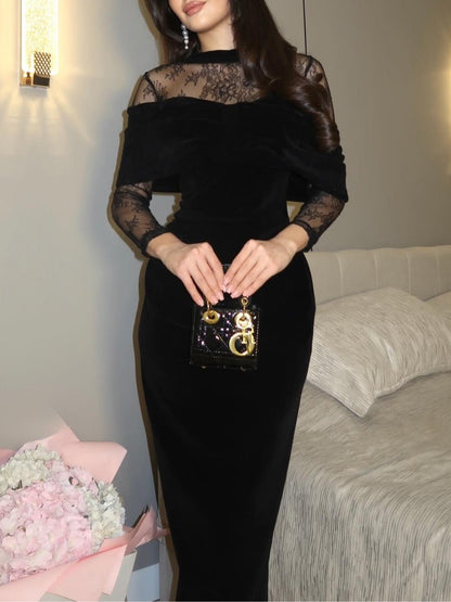 Briony - Off Shoulder Lace Evening Dress
