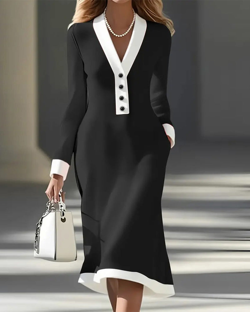 Seleneva - Soft-Touch V-Neck Midi Dress