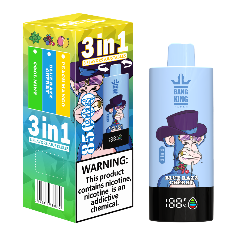 Bang King 85000 85k Puffs 3 in 1 Flavors Newest Original Rechargeable LCD Display Disposable Vape