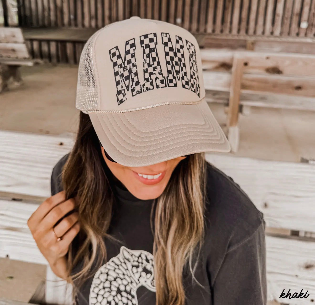 Mama Checkered Trucker Hat