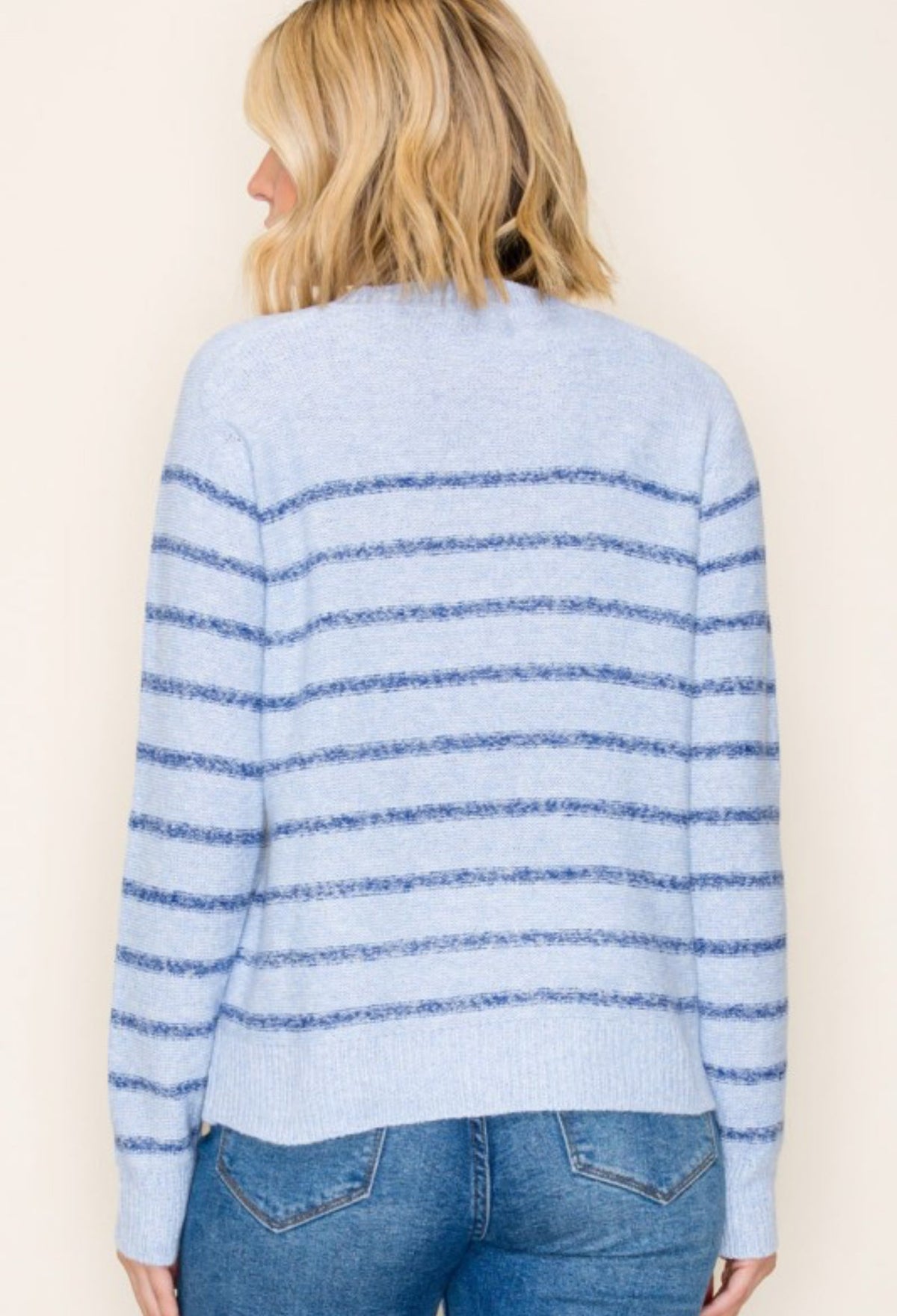 Stripe Light Blue Two Tone Sweater