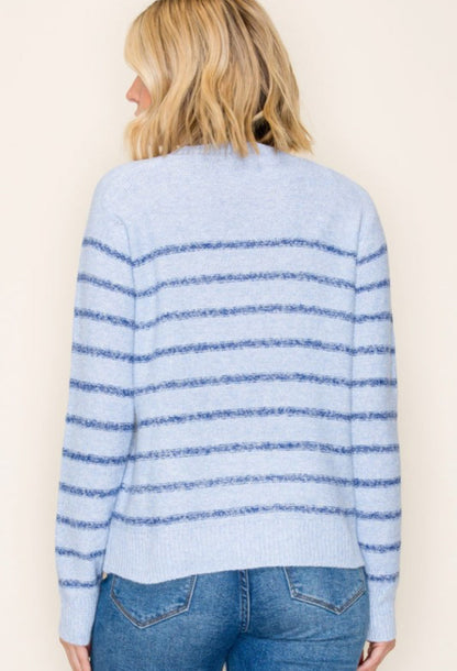 Stripe Light Blue Two Tone Sweater