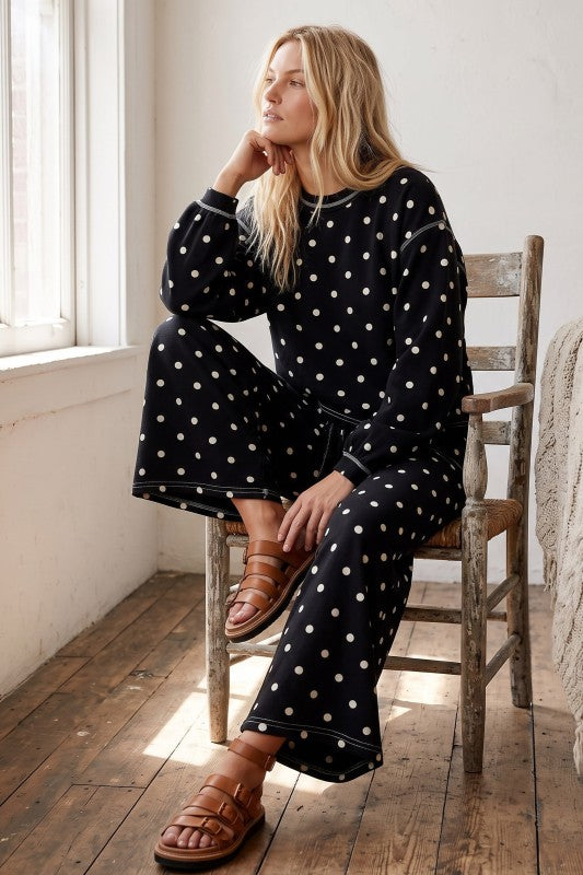 Polka Dot Scuba 2PC Lounge SET Black