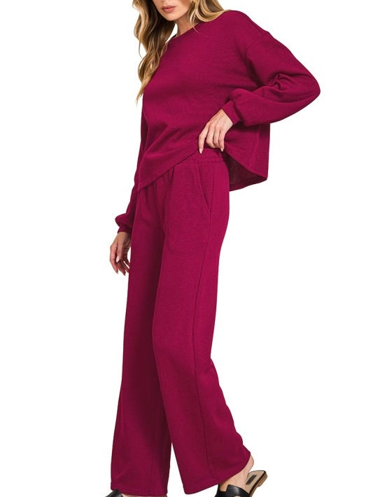 French Ribbed 2PC Set Wine
