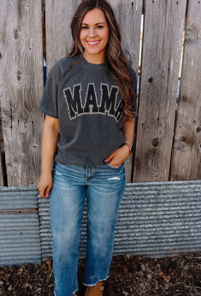 Comfort Colors Mama Outline Leopard Tee