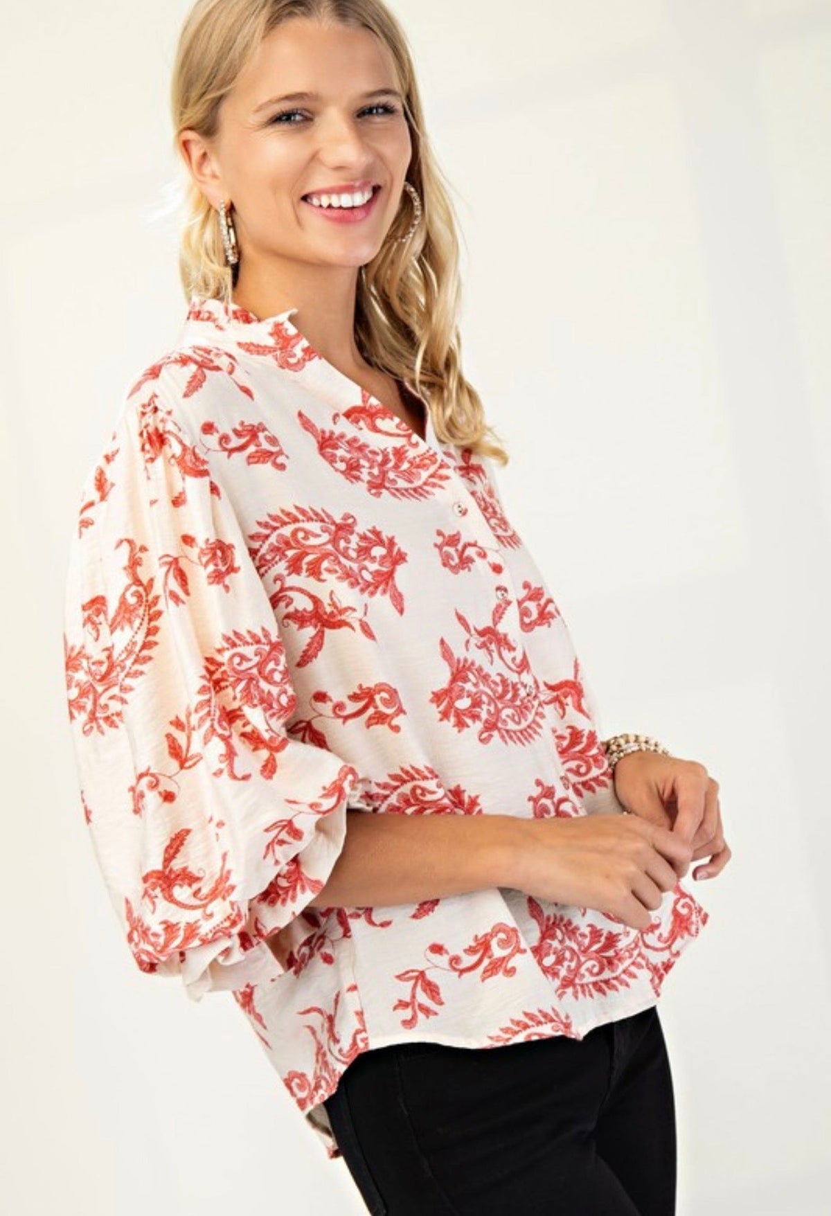 Raspberry Mix Button Down Top