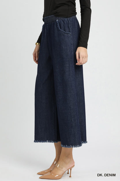 UMGEE Fringe Hem Dark Denim Pant
