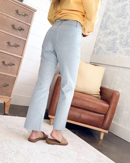 MICA Raw Hem Stripe Crop Jean
