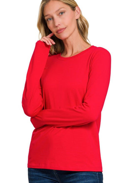 Basics Cotton Crew Tee Ruby Red