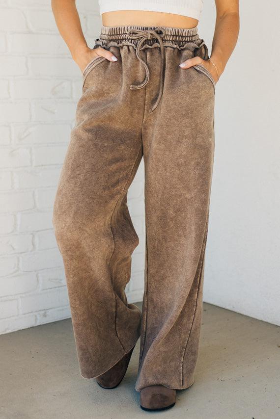 Mineral Wash Full Length Lounge Pant Mocha
