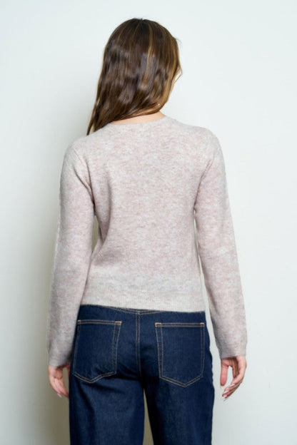 Classic Crew Neck Button Cardigan Khaki