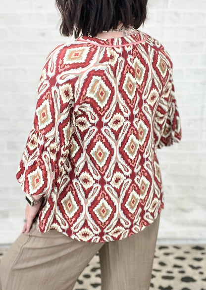 UMGEE Wine Boho Geo Top