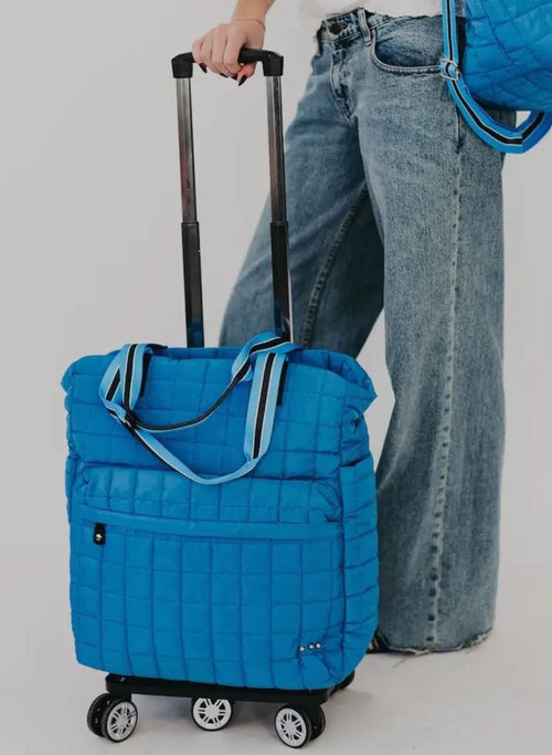Tenley Quilted Tote Roller Bag Blue