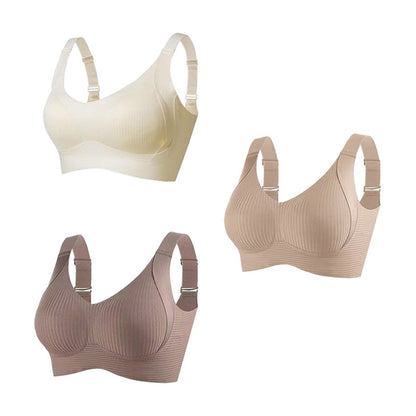 🌷 50% OFF – LIMITED TIME! 💕Subtle Striped Seamless Bra with W-Support ✨ Wire-Free Lift & Unmatched Comfort