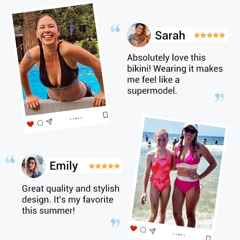 🔥 Hot Sale! High Waisted Tummy Control Bikini Set 🌴 Color Block Summer Swimwear ✨ Flattering & Trendy