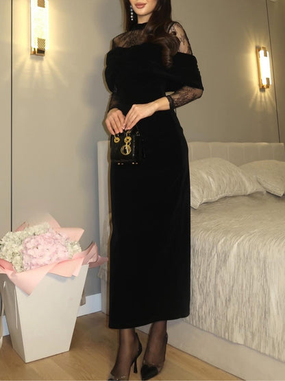 Briony - Off Shoulder Lace Evening Dress