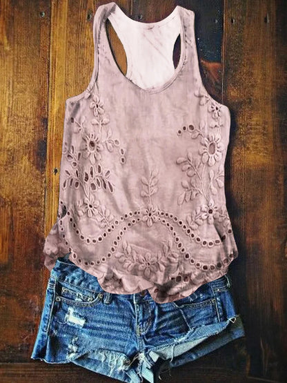 Women's Vintage Floral Texture Patterns Print V-neck Casual T-Shirt