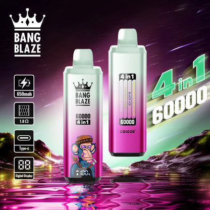 Bang Blaze 60000 – 4 flavors in a single device! 🔥 Fast shipping in 1–5 days. 🚚 Tax- and duty-free. 💨 Up to 60,000 puffs of pure flavor! Buy it now and save! ⚡