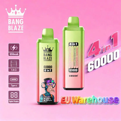 Bang Blaze 60000 60k Puffs 4 in 1 Flavors LED Display Disposable Vape EU Warehouse