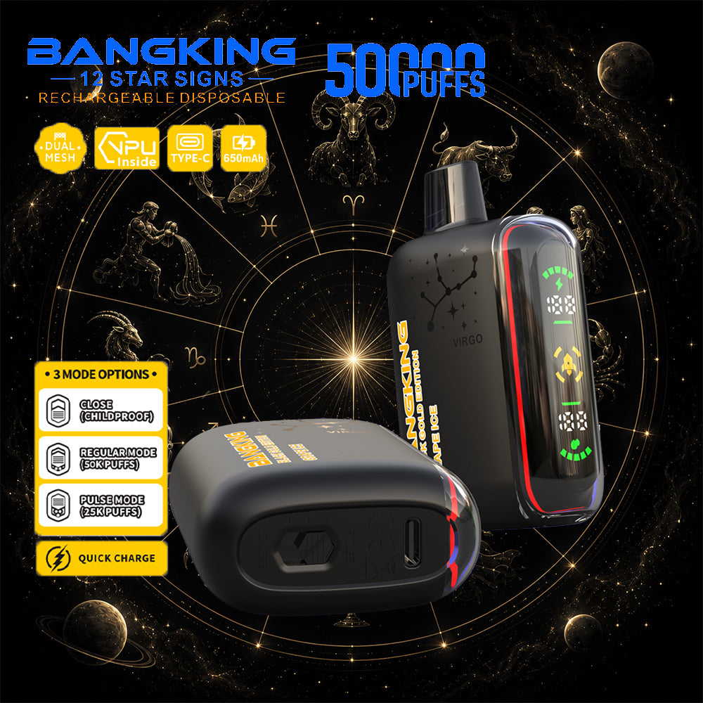 Bang King 12 Star Signs 50K 50000 Puffs Dual Mesh LED Display Disposable Vape