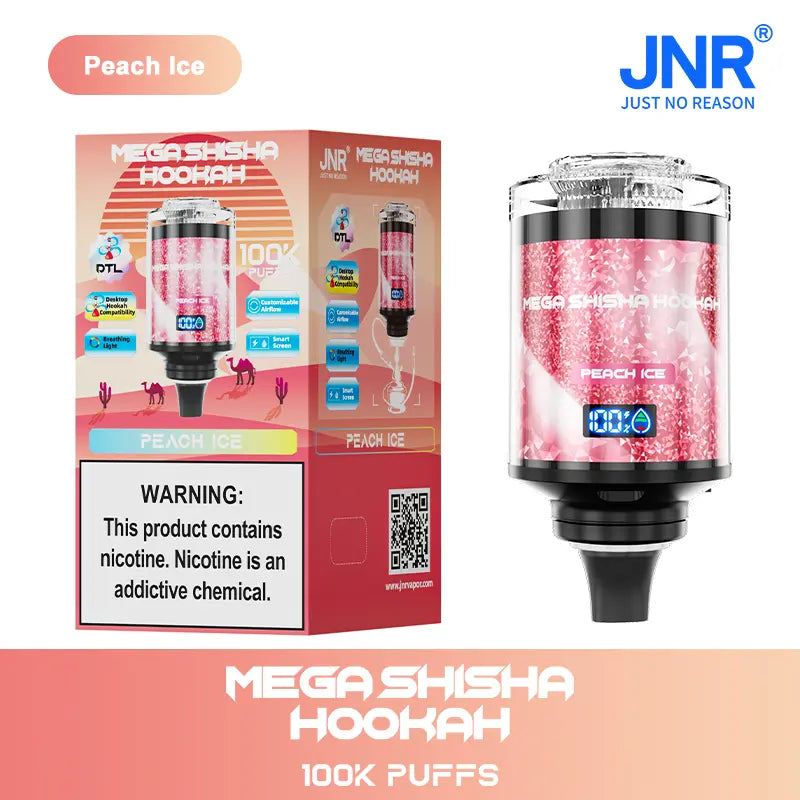 JNR Mega Shisha Hookah 100000 100K Puffs Large Capacity LED Display Disposable Vape