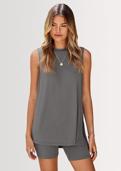 Selestia - Sleeveless Lounge Top and Shorts Set