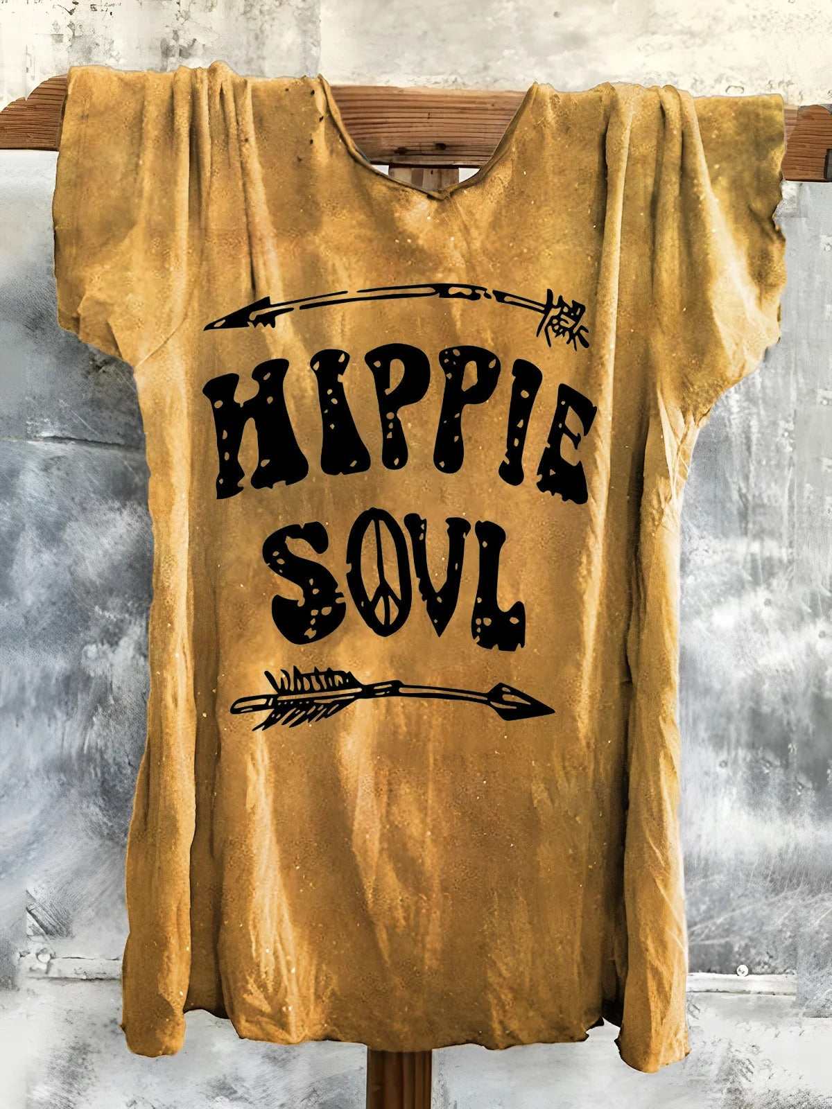 Letter Short Sleeve Crew Neck Boho Dress