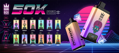 BANG BOX 50000 Puffs Double Flavor Disposable Vape-Blueberry Sour Raspberry Ice & Mixed Fruit