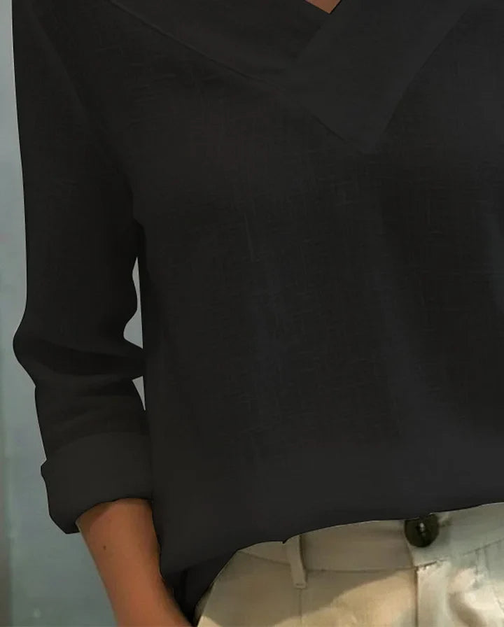 Calira - Soft-Touch V-Neck Off-Shoulder Top
