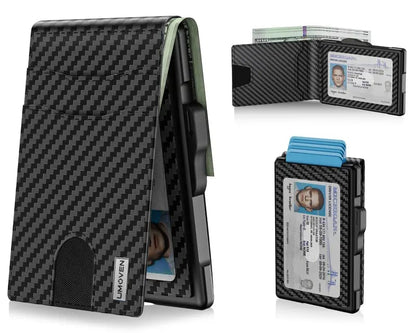 🔥Minimalist Pop-Up Wallet for Men – RFID Blocking Aluminum Card Holder with Cash Slot, ID Window & Leather Front Pocket