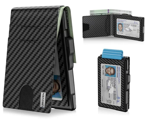 🔥Minimalist Pop-Up Wallet for Men – RFID Blocking Aluminum Card Holder with Cash Slot, ID Window & Leather Front Pocket
