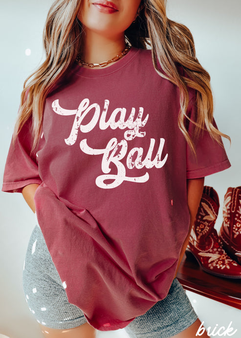 Comfort Colors Brick Red Play Ball Tee
