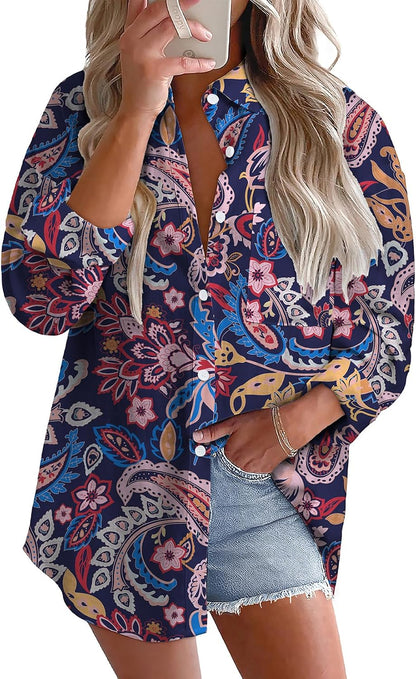 Astylish Women 2026 Loose Fit Tops Linen Cotton Button Down Shirts Blouses