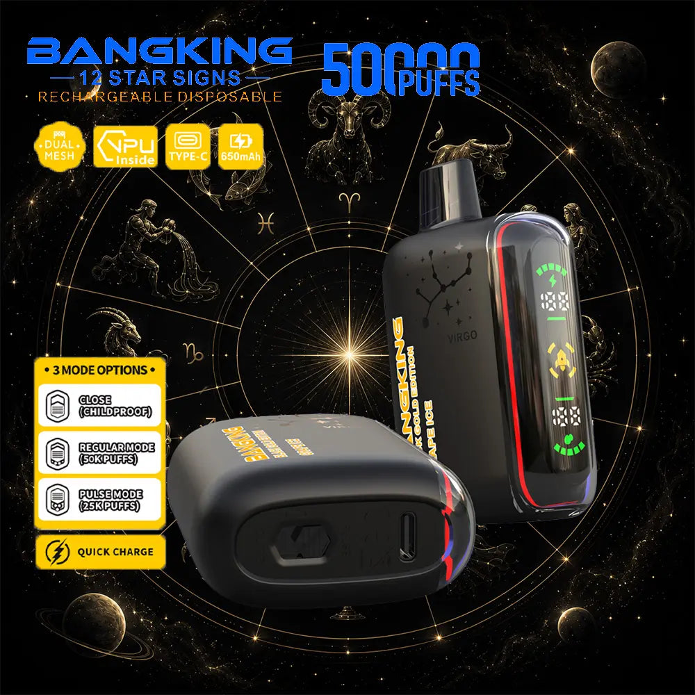 Bang King 12 Star Signs 50K 50000 Puffs Dual Mesh LED Display Disposable Vape
