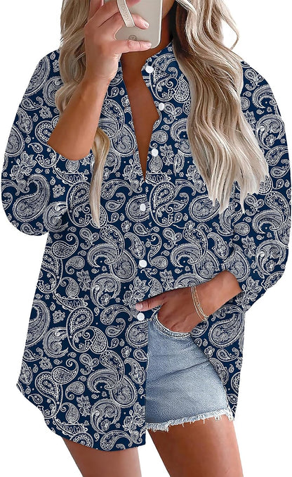 Astylish Women 2026 Loose Fit Tops Linen Cotton Button Down Shirts Blouses