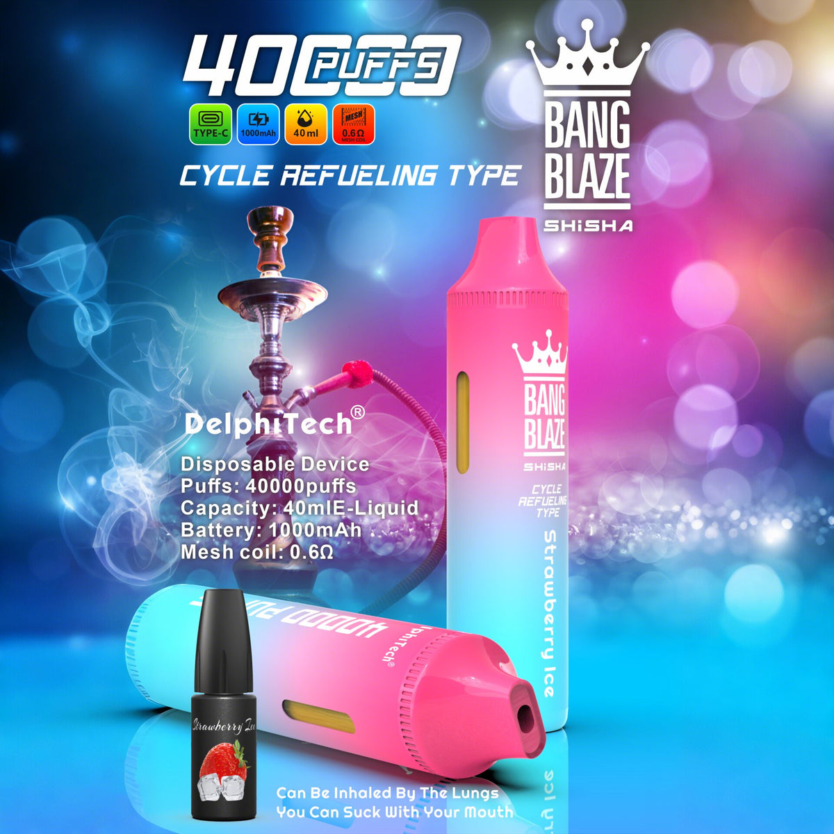 Bang Blaze 40k 40000 Puffs 2% 5% Nicotine Riginal Refillable Oil Vape